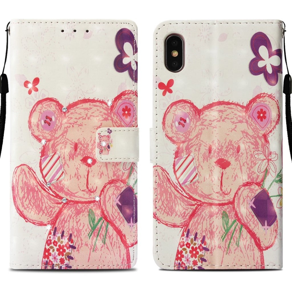 Rhinestone leather wallet case for iPhone XS Max