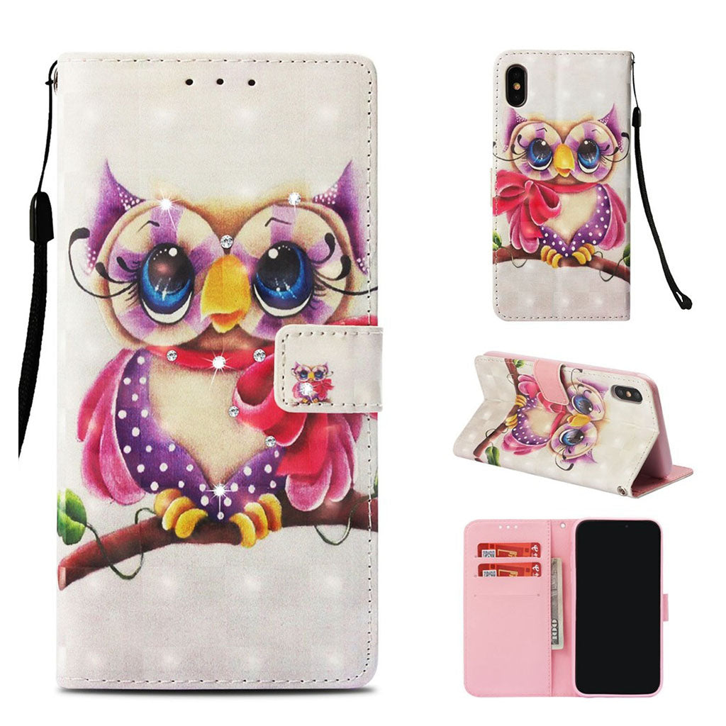 Rhinestone leather wallet case for iPhone XS Max