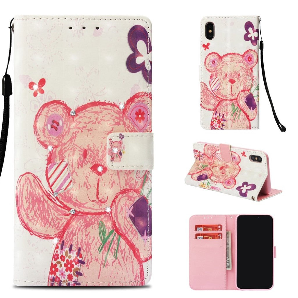 Rhinestone leather wallet case for iPhone XS Max