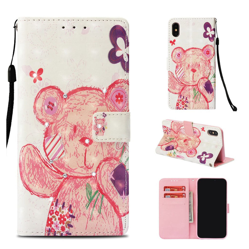 Rhinestone leather wallet case for iPhone XS Max